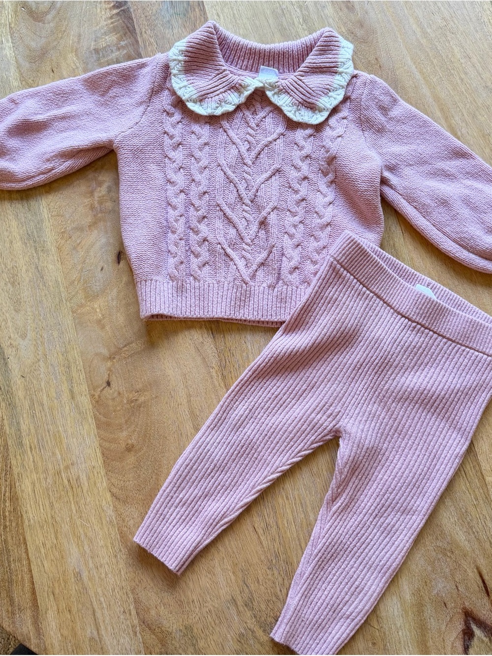 Baby Gap Pink Cable Knit Sweater & Leggings Set 12–18M